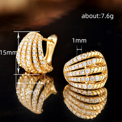 Retro Fashion Line Multi-layer Earrings With Dense Inlay